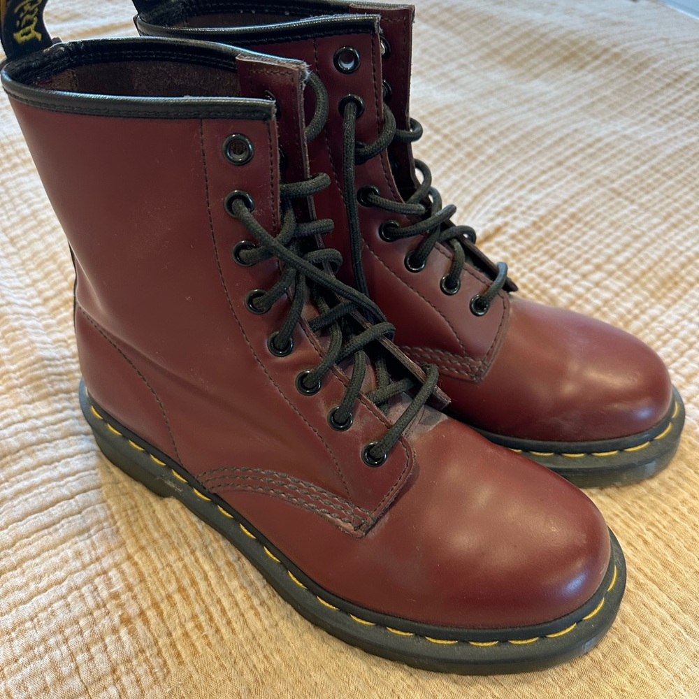 Burgundy, red. Barely worn